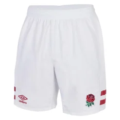 UMBRO England Rugby Mens 22/23 Replica Home Shorts (White/Claret Red)