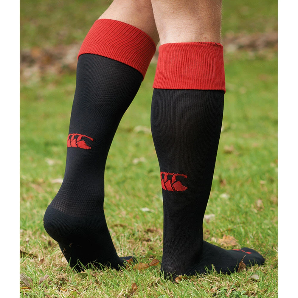 Canterbury Mens Playing Cap Rugby Sport Socks (Black/Red) 2 Canterbury Mens Playing Cap Rugby Sport Socks (Black/Red) - Image 2